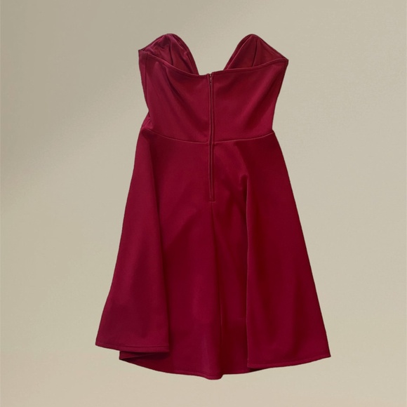 Lulus Dark Red Strapless Formal Dress with Plunging V-Neck | Medium - Picture 6 of 8